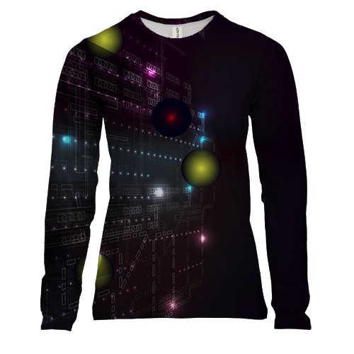 Женский 3D лонгслив со сферами в пространстве