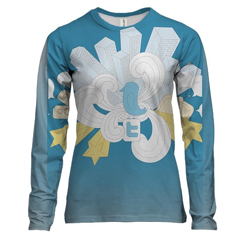 Женский 3D лонгслив с птицей Твиттера