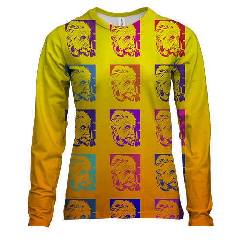 Жіночий 3D лонгслів з поп арт Ейнштейном