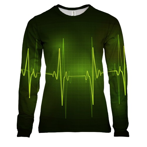 Женский 3D лонгслив с стенограммой биения сердца