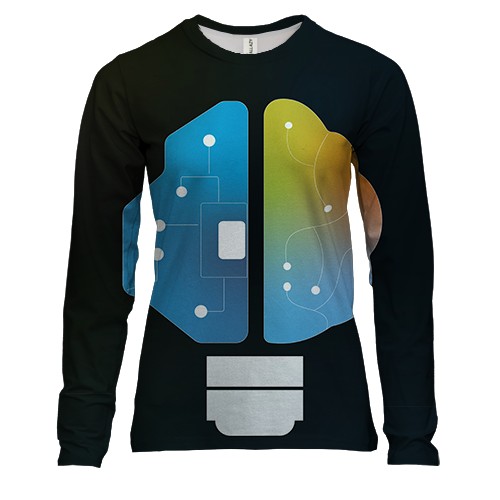 Женский 3D лонгслив с кибер лампочкой