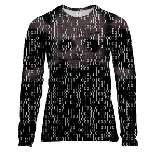 Жіночий 3D лонгслів з програмним кодом і черепом (2)