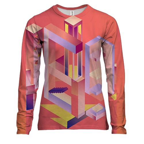 Женский 3D лонгслив с абстракцией геометрии
