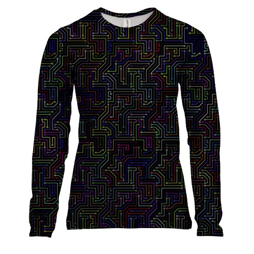 Жіночий 3D лонгслів з різнобарвною схемою