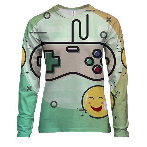 Жіночий 3D лонгслів з геймпадом і смайликами
