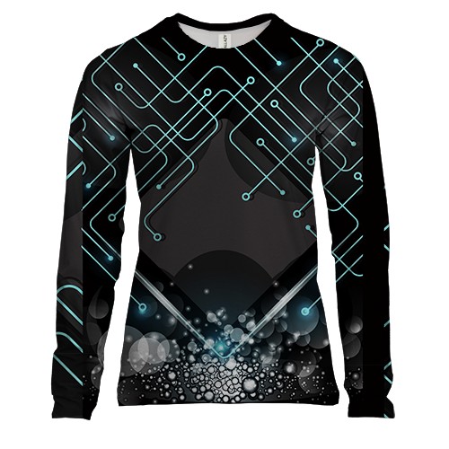 Жіночий 3D лонгслів з блакитними схемами