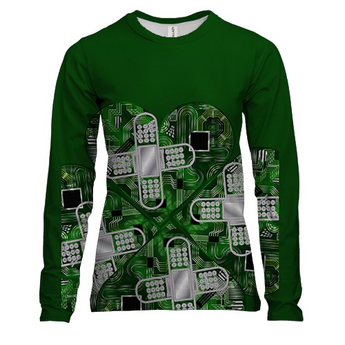 Женский 3D лонгслив со схемами сердечками