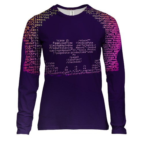 Женский 3D лонгслив с программным кодом и черепом
