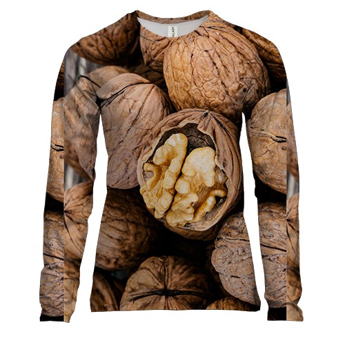 Женский 3D лонгслив с грецким орехом