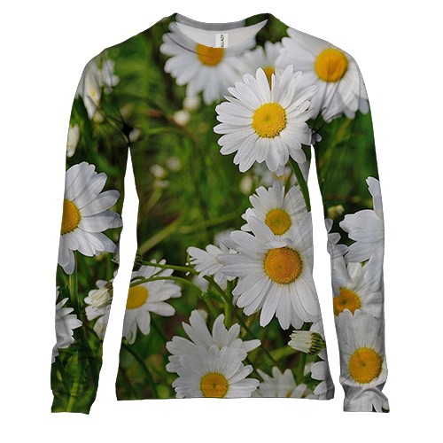 Жіночий 3D лонгслів з квітами ромашками