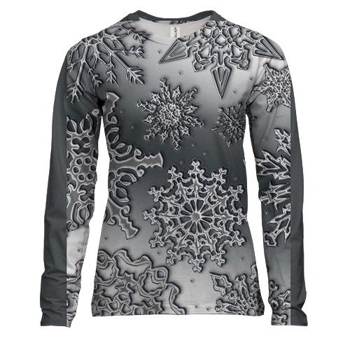 Женский 3D лонгслив с серебряной снежинкой