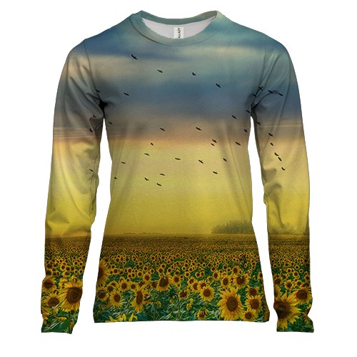 Жіночий 3D лонгслів з полем соняшників