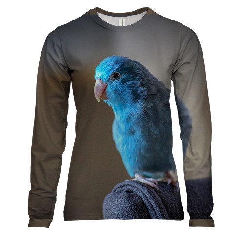 Женский 3D лонгслив с синим попугаем