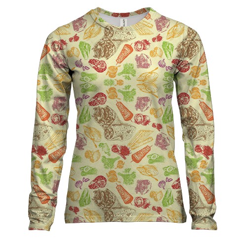 Женский 3D лонгслив с шаурмой и овощами