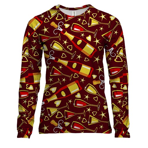 Женский 3D лонгслив с орнаментом шампанского