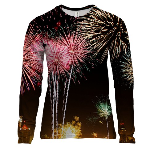 Жіночий 3D лонгслів з новорічним салютом