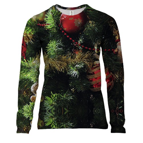 Жіночий 3D лонгслів з новорічною ялинкою