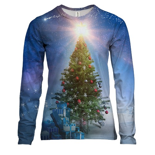 Женский 3D лонгслив с наряженой ёлкой