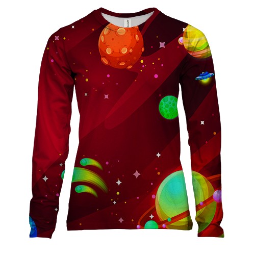 Жіночий 3D лонгслів з яскравими планетами