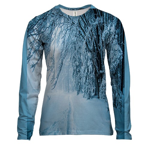 Женский 3D лонгслив со снежным лесом