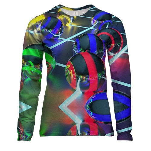Женский 3D лонгслив с объемными разноцветными шариками