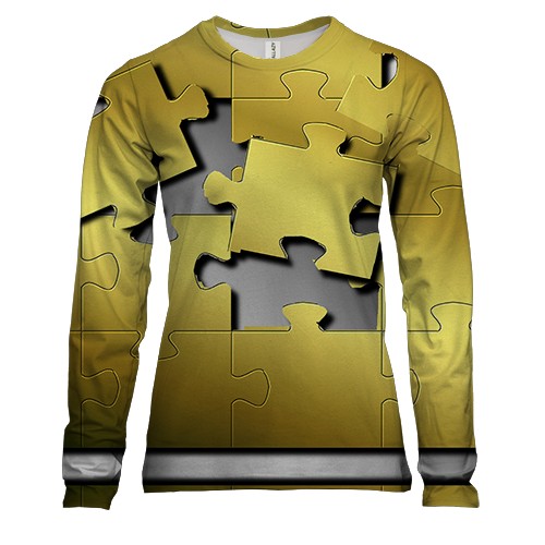 Жіночий 3D лонгслів з золотими пазлами