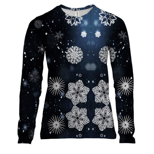 Жіночий 3D лонгслів з великими сніжинками