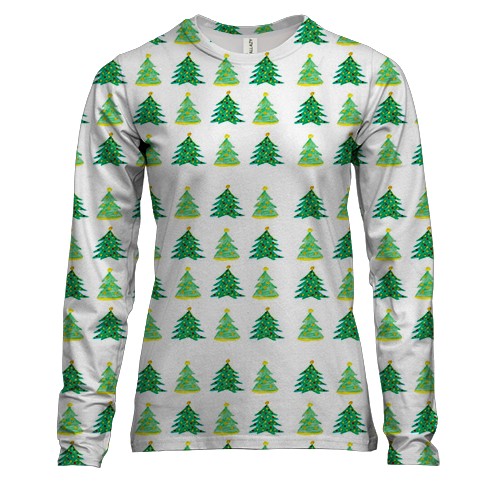 Жіночий 3D лонгслів з намальованими ялинками