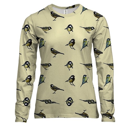 Женский 3D лонгслив с синицами
