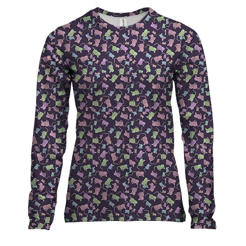 Женский 3D лонгслив с разноцветными крысами