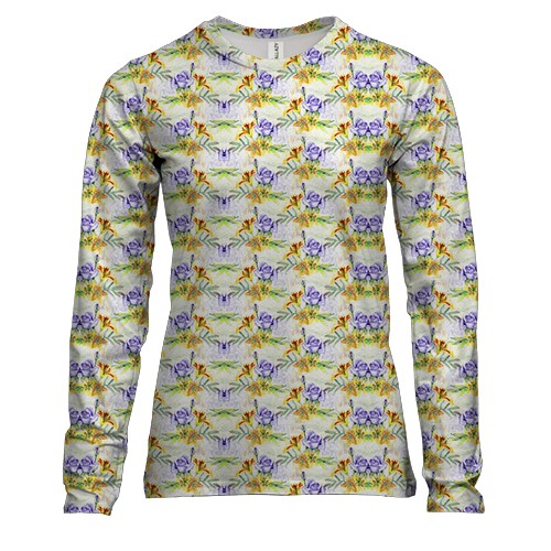 Женский 3D лонгслив с фиолетовыми розами