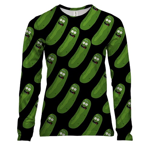 Жіночий 3D лонгслів Pickle Rick (Rick and Morty)