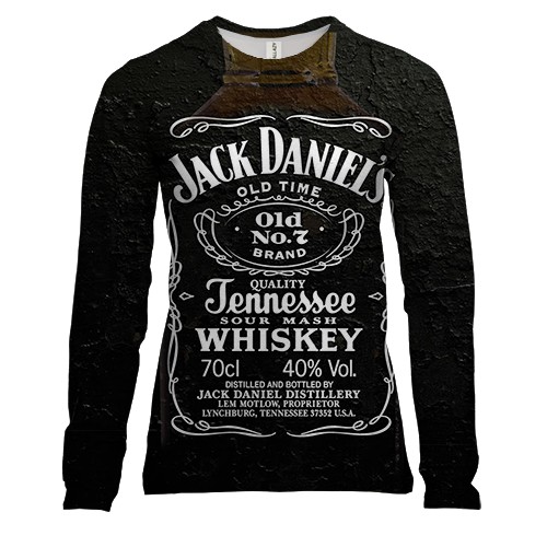 Женский 3D лонгслив с бутылкой Jack Daniels