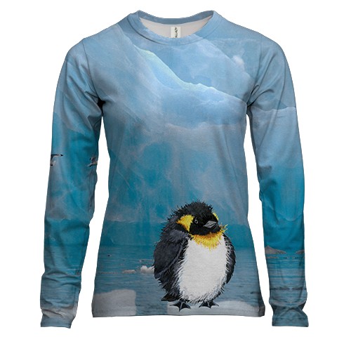 Женский 3D лонгслив с пингвином