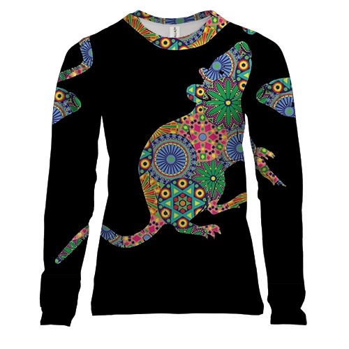 Женский 3D лонгслив с разноцветной крысой