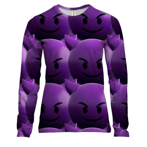 Женский 3D лонгслив со злым эмодзи