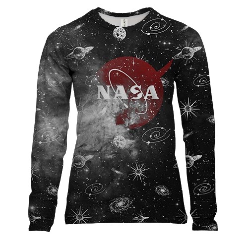Женский 3D лонгслив с красным логотипом NASA