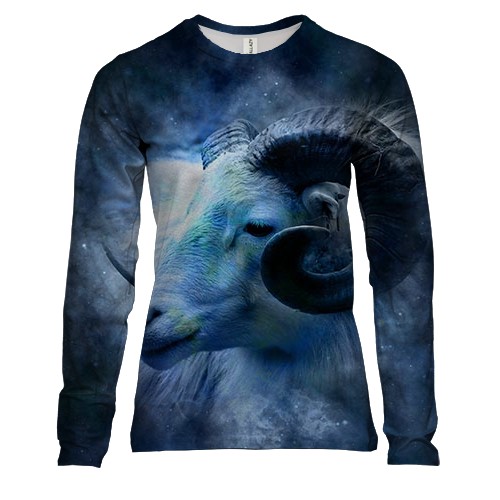 Жіночий 3D лонгслів зі знаком зодіаку - Овен