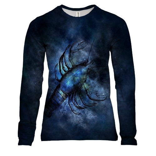 Жіночий 3D лонгслів зі знаком зодіаку - Рак