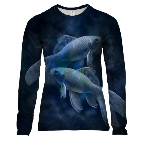 Женский 3D лонгслив со знаком зодиака - Рыбы