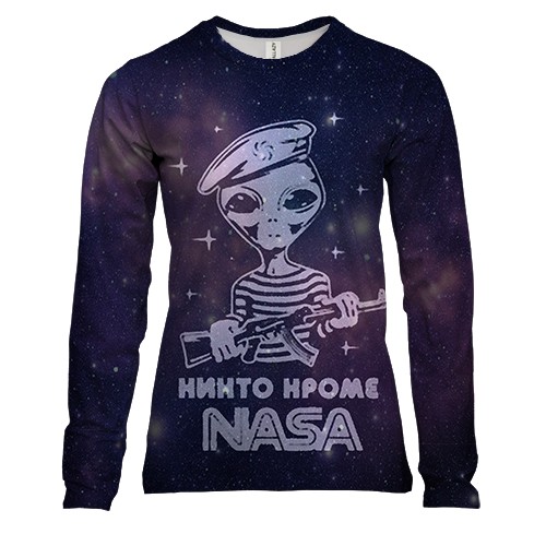 Женский 3D лонгслив с надписью " Никто, кроме NASA"