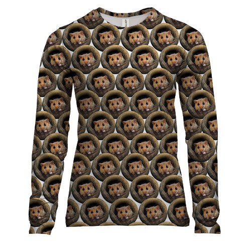 Женский 3D лонгслив с крысками в норках