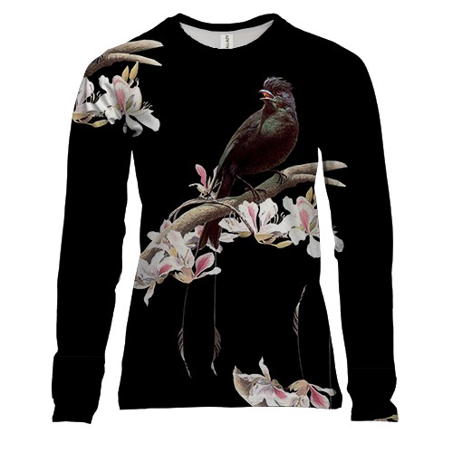 Женский 3D лонгслив с птицей на ветке