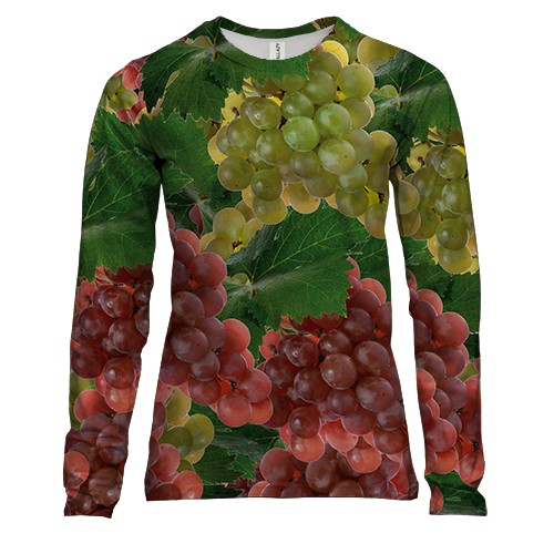 Жіночий 3D лонгслів з зеленим і червоним виноградом