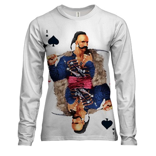 Женский 3D лонгслив с казаком в стиле игральной карты