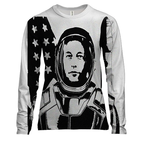 Женский 3D лонгслив с Илоном Маском в скафандре