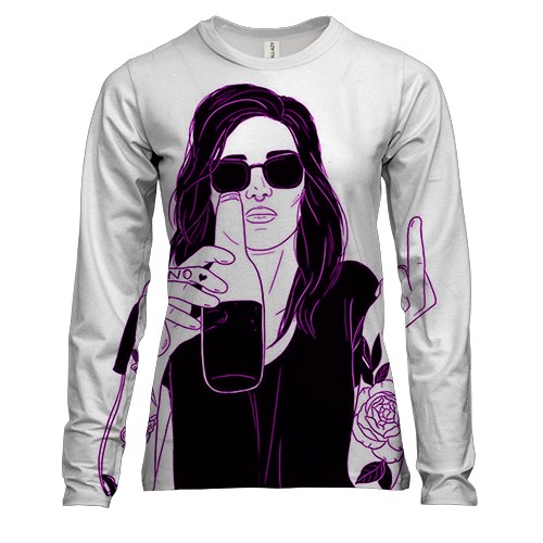 Жіночий 3D лонгслів з панк дівчиною