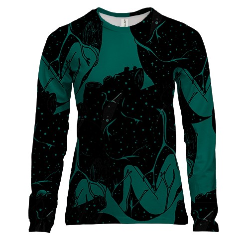 Женский 3D лонгслив сердце в космосе