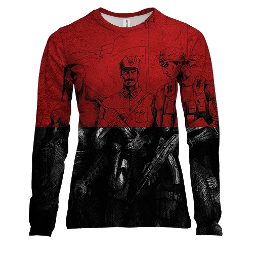 Жіночий 3D лонгслів з прапором ОУН і України