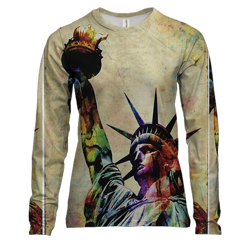 Женский 3D лонгслив со статуей Свободы